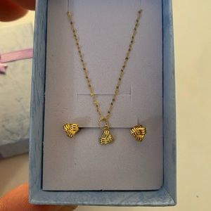 Brand new 18k solid gold earrings and necklace set